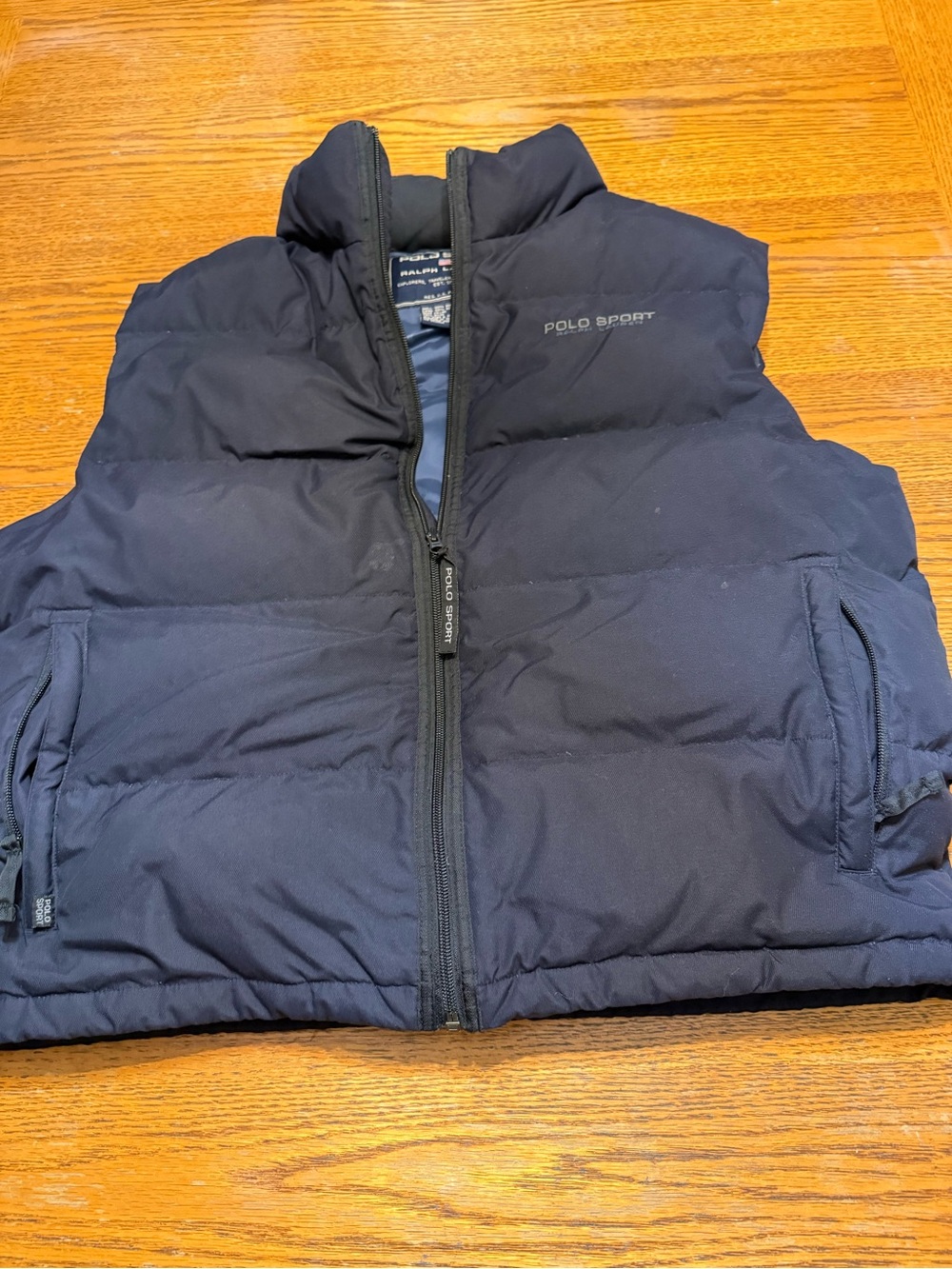 Mens Vintage Polo Sport Ralph Lauren Blue Puffer Vest Jacket Size XL